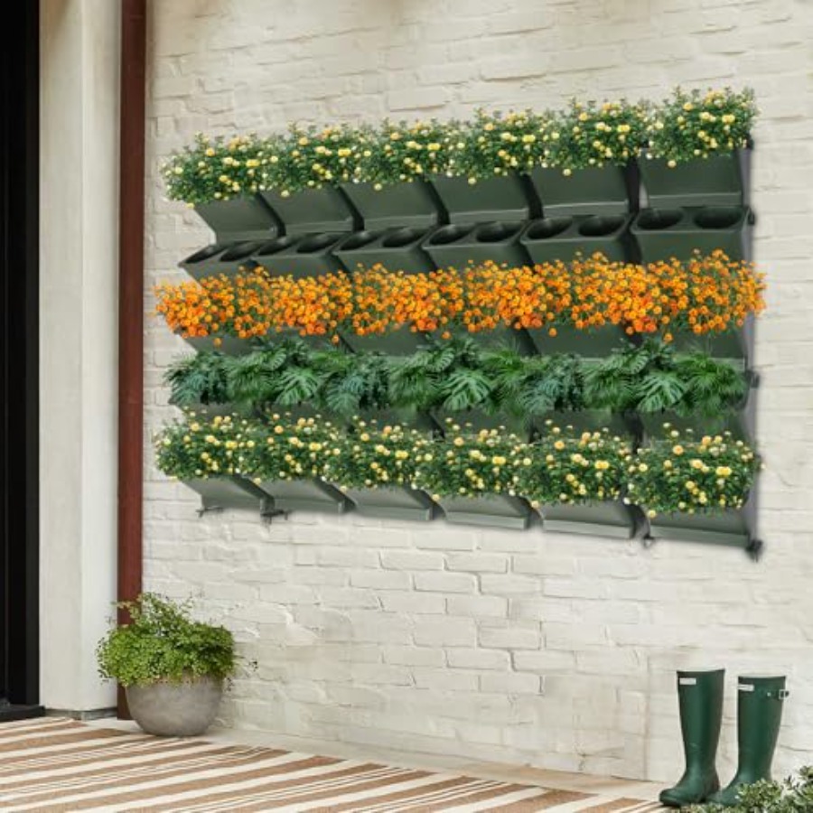 مزهرية جدارية عمودية للشرفة وا - مراجعة Self Watering Planter وسعره